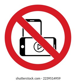 Do not use phone. Telephone or smartphone silhouette in red crossed circle
