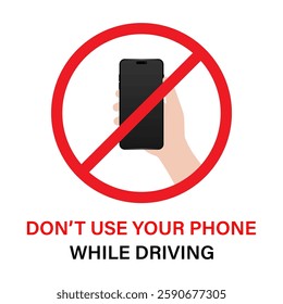 Do Not Use Phone While Driving. Careless and Dangerous Driving Behavior. Vector Illustration. 