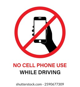 Do Not Use Phone While Driving. Careless and Dangerous Driving Behavior. Vector Illustration. 