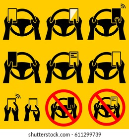 Do not use the phone while driving. vector sing