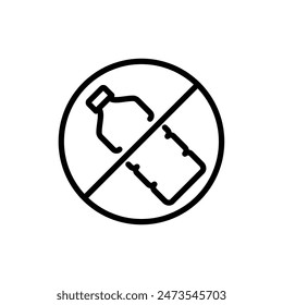 Do not use plastic outline icon. No plastic bottles symbol. Editable stroke. Isolated vector illustration 