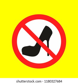 do not use shoes, caution warn symbol for public transport areas to do not do that. vector logo, sign, symbol