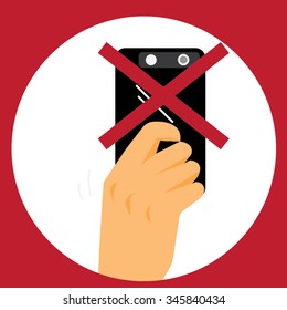 Do not use smart phone to take picture  sign-vector