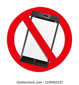 Do Not Use Smartphone - Mobile Devices Forbidden Sign - Isolated On White Background