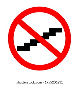 Benutze die Treppe nicht. Es ist verboten, die Treppe hinaufzugehen. Ein Warnzeichen. Vektorgrafik