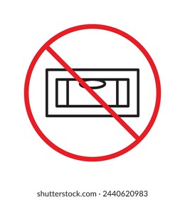 Do not use surface level icon. Surface balance flat sign design. Level tool symbol pictogram. Warning, caution, attention, restriction, danger flat sign design.