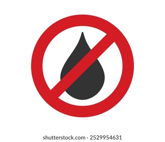 Do Not Use Tap icon.Prohibited Drink Non Potable Water symbol.  Danger Drink Red Stop Outline Symbol. No Allowed Toxic Liquid Sign. Forbidden Not Drinkable Water. Vector illustration image. 