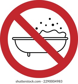 Do not use this unit in the bath, shower or in the water, prohibition sign. Do not use device in bathtub vector illustration.eps