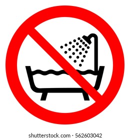 Do not use this unit in the bath, shower or in the water, prohibition sign.