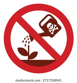 No utilice productos químicos tóxicos o sustancias nocivas en plantas delicadas y ambientes ecológicos símbolo de advertencia