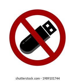 Do not use a USB device. Prohibition sign. Vector illustration isolated.
