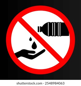 No use el signo de agua. Señal de advertencia de Vector o señal de peligro para no usar agua o no beber. Señal de agua insalubre o antihigiénica. Señal de advertencia de Vector de agua contaminada	