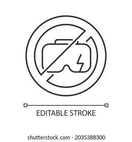 Do not use when broken linear manual label icon. Avoid damage. Thin line customizable illustration. Contour symbol. Vector isolated outline drawing for product use instructions. Editable stroke