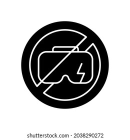 Do not use when broken black glyph manual label icon. Do not try to fix device if any part is broken. Silhouette symbol on white space. Vector isolated illustration for product use instructions