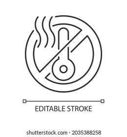 Do not use when it is hot linear manual label icon. Thin line customizable illustration. Contour symbol. Vector isolated outline drawing for product use instructions. Editable stroke