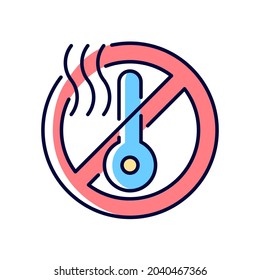 Do not use when it is hot RGB color manual label icon. Shut off vr headset. Cool down virtual reality device. Isolated vector illustration. Simple filled line drawing for product use instructions