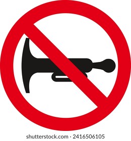 do not use whistles or horn in the area, do not make noise., Prohibiting sign,Traffic Sign , Vector, symbol, transport icon	
