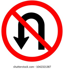 Do Not U-Turn Left Traffic Sign,Vector Illustration, Isolate On White Background,Symbols, Label. EPS10