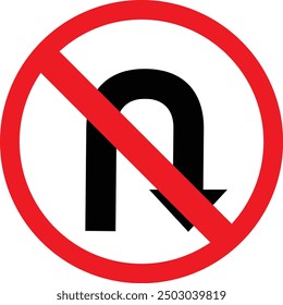 Do Not UTurn Right Traffic Vector On White Background
