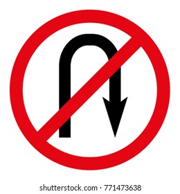 Do not u-turn to right Traffic Signs design by vector
