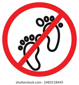 Do not walk barefoot sign icon mark in filled style