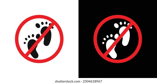 Do not walk barefoot sign icon Symbol mark in filled style