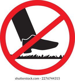 Do not walk on lawn sign vector, park area signs eps