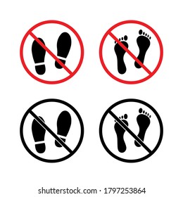 Do not walk or stand here signs. No step with foots. 