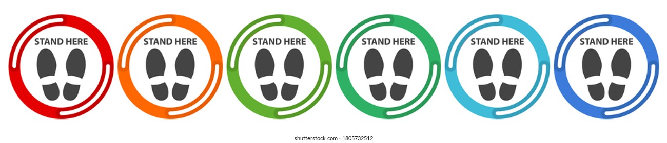Do not walk or stand here. 6 colors option icon. Vector illustration flat design UI and UX