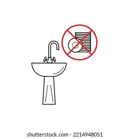 Do not wash dishes in the bath. Prohibition sign.