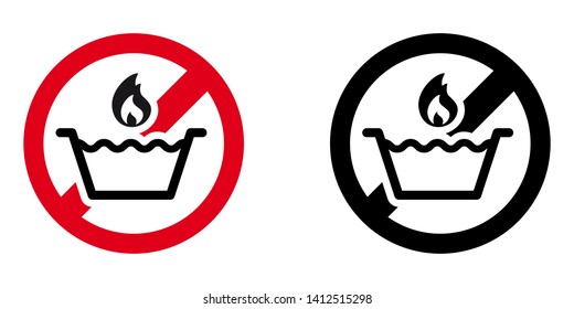 Do Not Wash with Hot Water Sign in Red and Black Version
