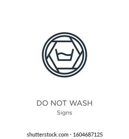 Do not wash icon. Thin linear do not wash outline icon isolated on white background from signs collection. Line vector sign, symbol for web and mobile