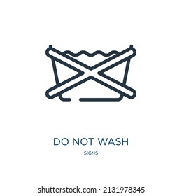 no lavar el icono de la línea delgada. lavar, advertir iconos lineales del signo de contorno aislado del concepto de signos. Elemento de símbolo de ilustración vectorial para diseño web y aplicaciones.