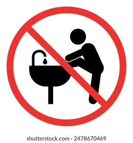 Do not wash your feet in the sink vector icon fill