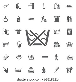 do not washing care laundry symbol line icon on white background. Set of cleaning icons