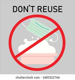 Do Not Washing A Mask Icon , Don’t Reuse Concept.