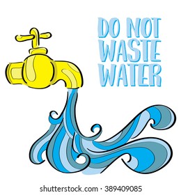 Do Not Waste Water Illustration