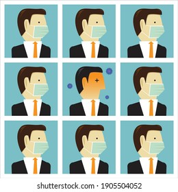 Do not wear a mask to cause disease, Vector illustration in flat style