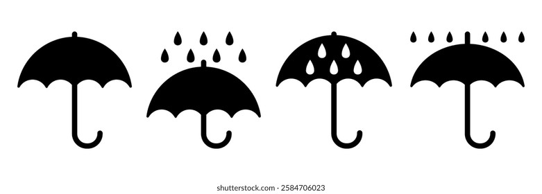 Do not wet icon opened umbrella with raindrops symbol hand drawn vector sign for product packaging