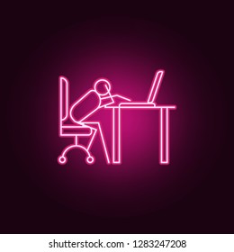 do not work at work outline icon. Elements of Lazy in neon style icons. Simple icon for websites, web design, mobile app, info graphics