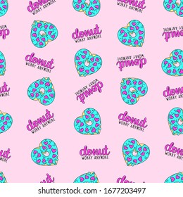 DO NOT WORRY DONUT PATTERN, SLOGAN PRINT VECTOR