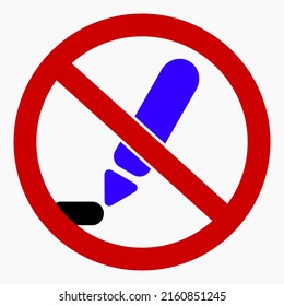 Do not write icon. Pen ban. No editing. The handle is crossed out. Vector icon.