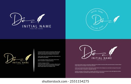 VECTOR de Plantilla de logotipo de firma inicial DO O D