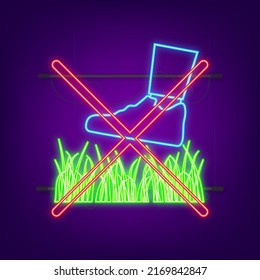 Do on green background. Red sign forbidden. neon icon