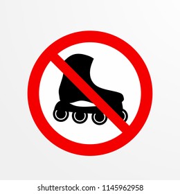 do oot use roller skate, caution warn symbol for public transport areas to do not do that. vector logo, sign, symbol