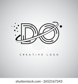 DO Orbit Monogram Logo – Futuristic Minimal Letter mark with Circular Line Art, Tech-Inspired Dots and Space Motion Concept for Modern Branding Identity