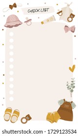 To do planner template. Daily check list. Organizer and schedule with place for Notes. Vector illustration with kids elements. Cute and trendy