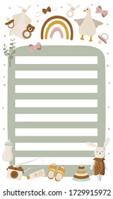 To do planner template. Daily check list. Organizer and schedule with place for Notes. Vector illustration with kids elements. Cute and trendy