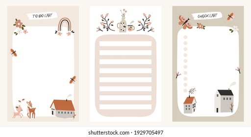 To Do Planner Template. Daily Check List. Organizer And Schedule With Place For Notes. Vector Illustration With Spring Elements. Cute And Trendy.