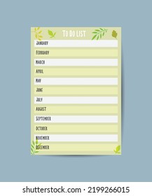 To do planner template Daily check list monthly list to do cartoon vector illustration